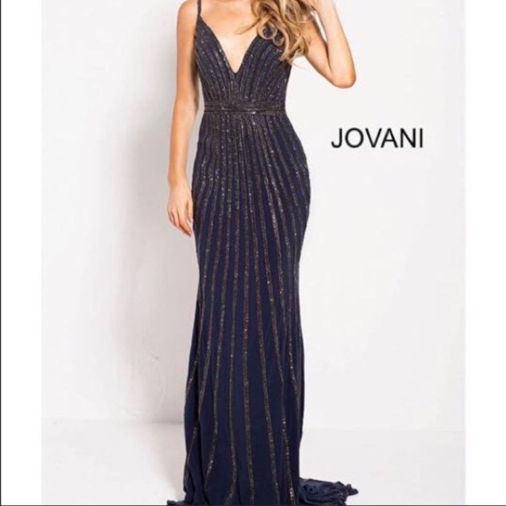 Jovani Navy/Gunmetal Gown